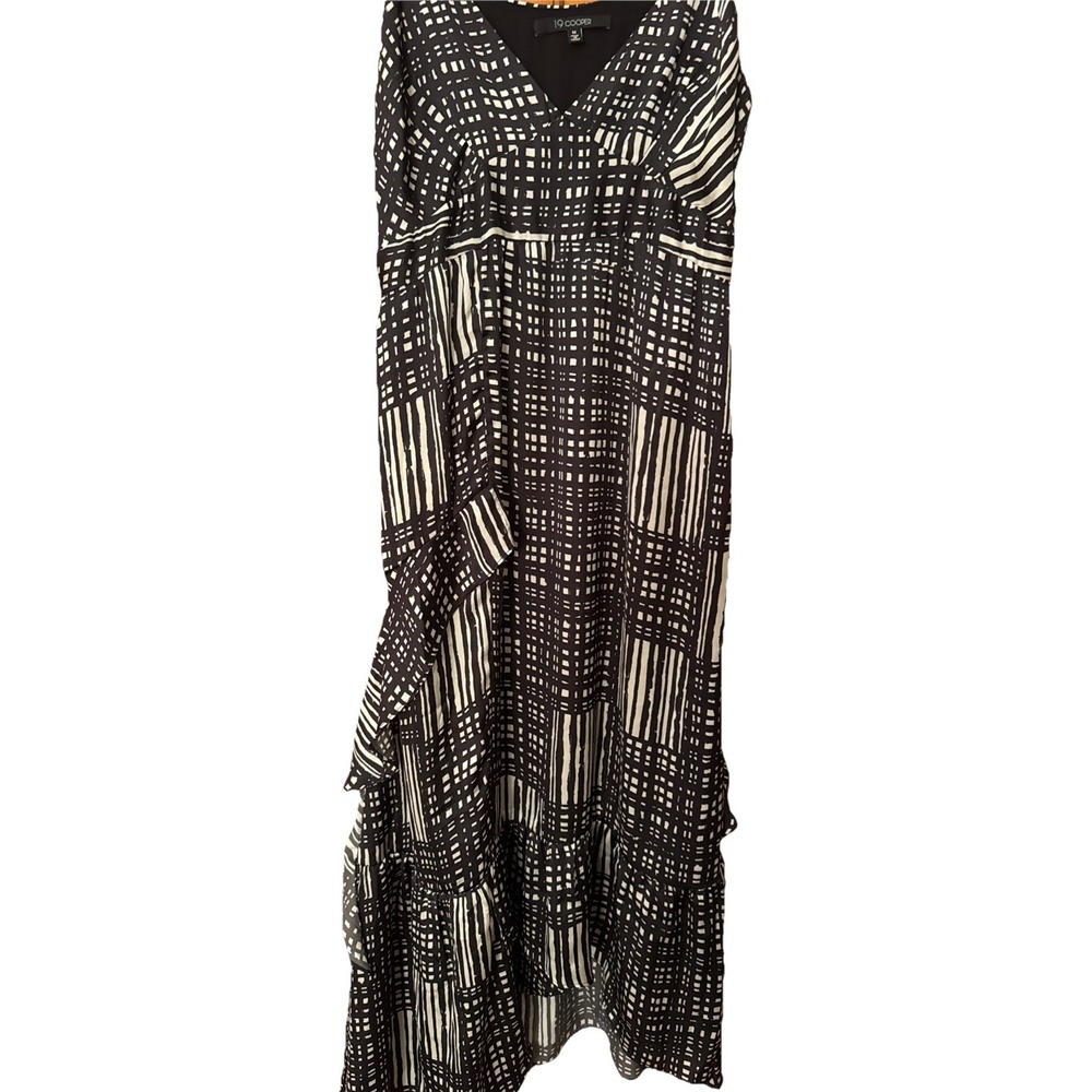 19 Cooper Women's Black V-Neck Geometric-Print High-Low Maxi Dress Size M $300